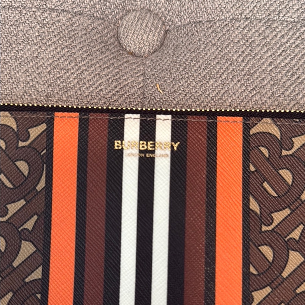 Burberry Brown Monogram Toiletry Bag with Orange and Black Stripes - Picture 2 of 6